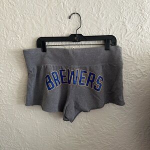 Victoria’s Secret Pink MLB Milwaukee Brewers Butt Logo Gray Sweat Shorts Large